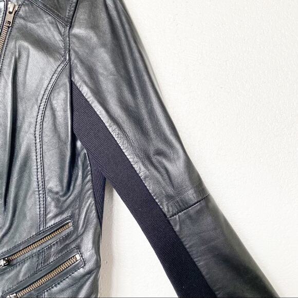 Halogen Black Leather Moto Jacket Size Small - Picture 4 of 7